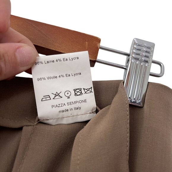 Piazza Sempione Size 8 High Waist Beige Wool Trousers Pants Stretch Split Hem - Picture 6 of 6